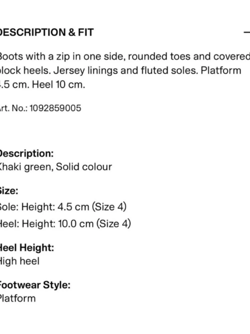 H&M Olive Platform Block-Heel Ankle Boots